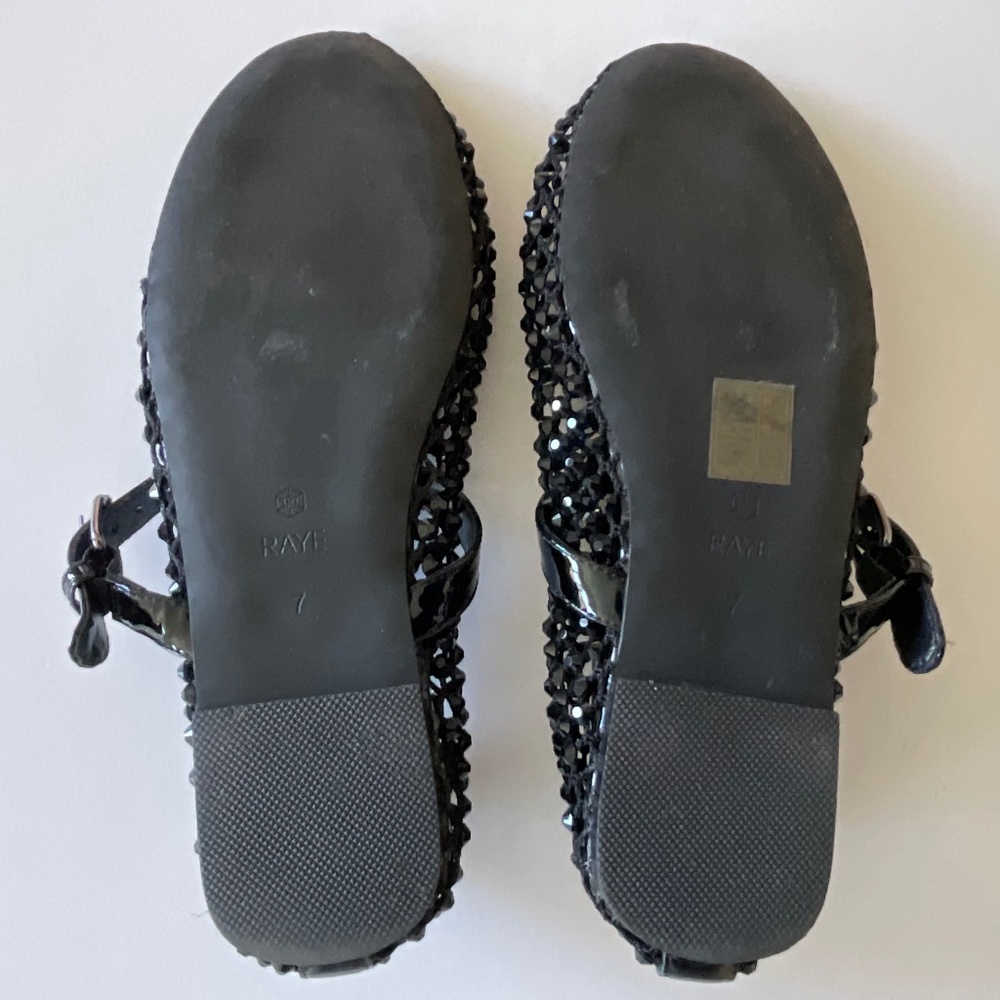 RAYE Noam Flat Mary Jane Crystal Embellished Black Size 7 LIKE NEW - Picture 6 of 12